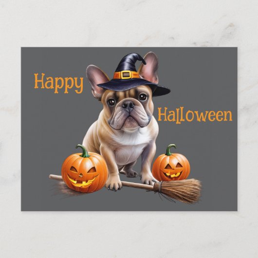 Französische Bulldogge Halloween Kürbisse Bulldog ポストカード (正面)