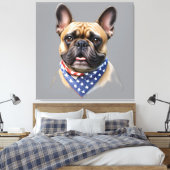 Französische Bulldogge Halstuch Labor Day Bulldog キャンバスプリント (インサイチュ (寝室))