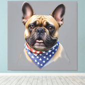 Französische Bulldogge Halstuch Labor Day Bulldog キャンバスプリント (インサイチュ (ウッドフロア))