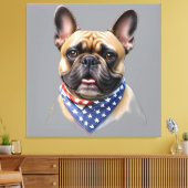 Französische Bulldogge Halstuch Labor Day Bulldog キャンバスプリント (インサイチュ (リビング))
