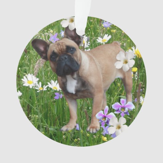 Französische Bulldogge Happy Day French Bulldog オーナメント (正面)