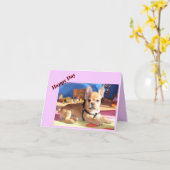 Französische Bulldogge Happy Day French Bulldog カード (黄色い花)