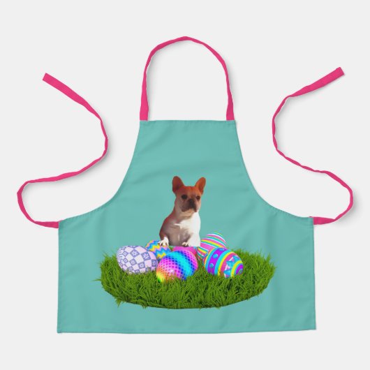 Französische Bulldogge Happy Easter French Bulldog エプロン (正面)
