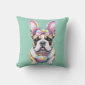 Französische Bulldogge Happy Easter French Bulldog クッション (正面)