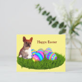 Französische Bulldogge Happy Easter French Bulldog シーズンポストカード (スタンド正面)