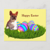 Französische Bulldogge Happy Easter French Bulldog シーズンポストカード (正面)