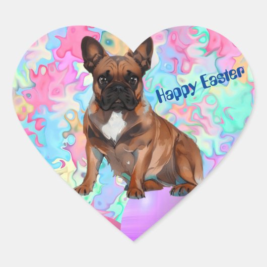 Französische Bulldogge Happy Easter French Bulldog ハートシール (正面)