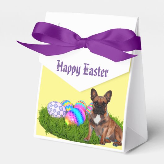 Französische Bulldogge Happy Easter French Bulldog フェイバーボックス (正面サイド)