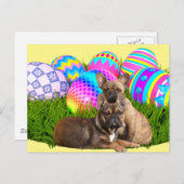 Französische Bulldogge Happy Easter French Bulldog ポストカード (正面/裏面)