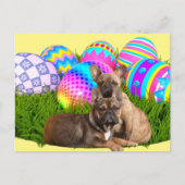 Französische Bulldogge Happy Easter French Bulldog ポストカード (正面)