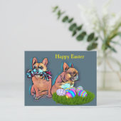 Französische Bulldogge Happy Easter French Bulldog ポストカード (スタンド正面)