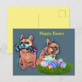 Französische Bulldogge Happy Easter French Bulldog ポストカード (正面/裏面)