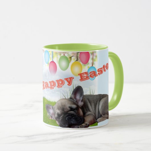 Französische Bulldogge Happy Easter French Bulldog マグカップ (正面右)