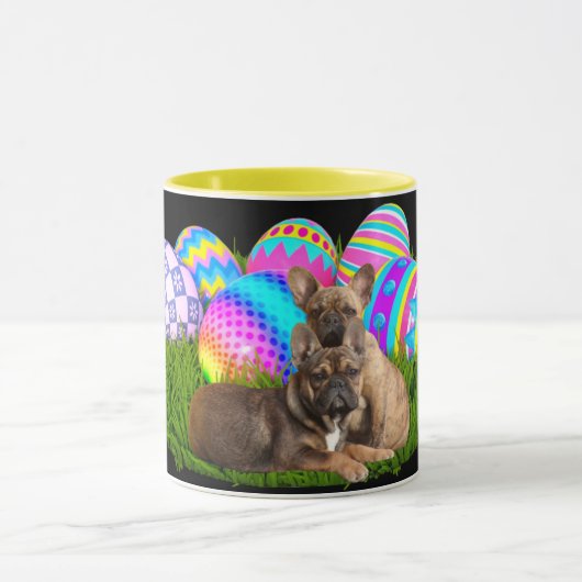 Französische Bulldogge Happy Easter French Bulldog マグカップ (中央)