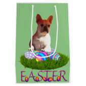 Französische Bulldogge Happy Easter French Bulldog ミディアムペーパーバッグ (裏面)