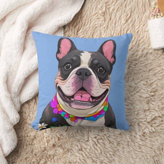 Französische Bulldogge Happy New Year クッション (ブランケット)