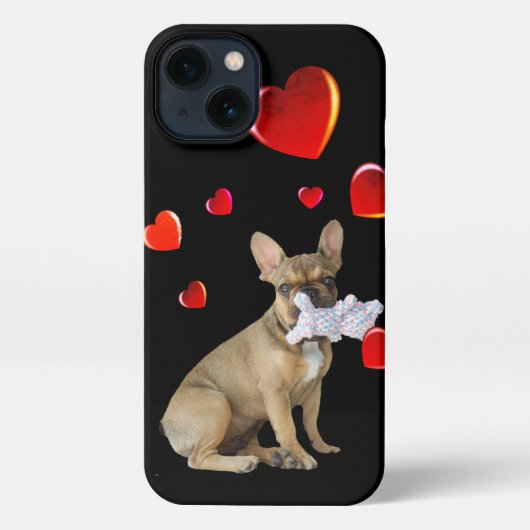 Französische Bulldogge Happy new Year Herz iPhoneケース (裏面)