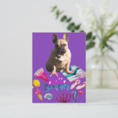 Französische Bulldogge Happy Summer French Bulldog ポストカード (スタンド正面)