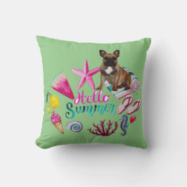 Französische Bulldogge Hello Summer French Bulldog クッション