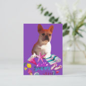 Französische Bulldogge Hello Summer French Bulldog ポストカード (スタンド正面)