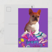 Französische Bulldogge Hello Summer French Bulldog ポストカード (正面/裏面)