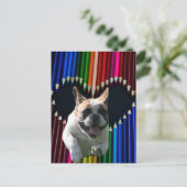 französische Bulldogge Herz French Bulldog ポストカード (スタンド正面)