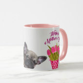 Französische Bulldogge Herz French Bulldog マグカップ (正面右)