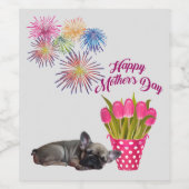 Französische Bulldogge Herz French Bulldog ワインラベル (シングルラベル)