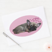 Französische Bulldogge Herz French Bulldog 楕円形シール (封筒)