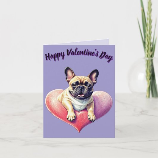 Französische Bulldogge Herz Valentinstags  シーズンカード (正面)