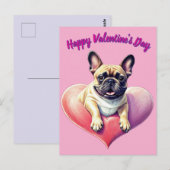 Französische Bulldogge Herz Valentinstags  ポストカード (正面/裏面)
