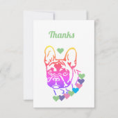 Französische Bulldogge Herzhalsband French Bulldog サンキューカード (正面)