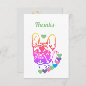 Französische Bulldogge Herzhalsband French Bulldog サンキューカード (正面/裏面)