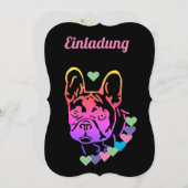 Französische Bulldogge Herzhalsband French Bulldog 招待状 (正面/裏面)