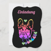 Französische Bulldogge Herzhalsband French Bulldog 招待状 (正面)