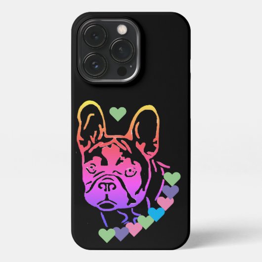 Französische Bulldogge Herzhalsband French Bulldog iPhoneケース (裏面)