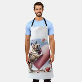 Französische Bulldogge Herzsprung French Bulldog エプロン (着用した状態)