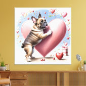 Französische Bulldogge Herzsprung French Bulldog キャンバスプリント (インサイチュ (リビング))