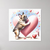 Französische Bulldogge Herzsprung French Bulldog キャンバスプリント (正面)