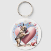 Französische Bulldogge Herzsprung French Bulldog キーホルダー (正面)