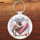 Französische Bulldogge Herzsprung French Bulldog キーホルダー (正面)