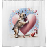 Französische Bulldogge Herzsprung French Bulldog シャワーカーテン (正面)