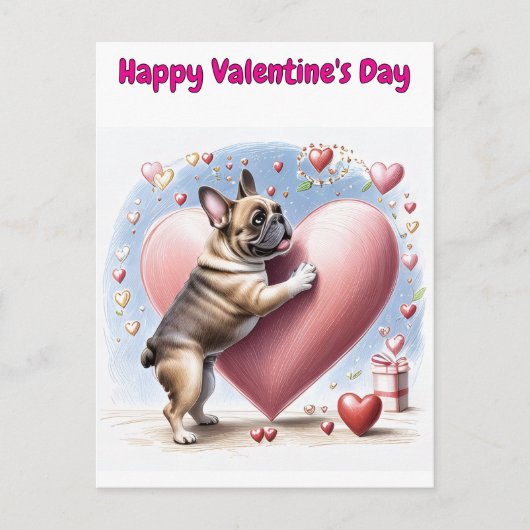 Französische Bulldogge Herzsprung French Bulldog シーズンポストカード (正面)