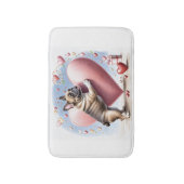 Französische Bulldogge Herzsprung French Bulldog バスマット (正面縦)