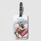 Französische Bulldogge Herzsprung French Bulldog ラゲッジタグ (正面縦)