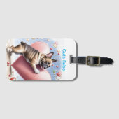 Französische Bulldogge Herzsprung French Bulldog ラゲッジタグ (正面横)