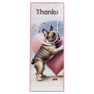 Französische Bulldogge Herzsprung French Bulldog ワインギフトバッグ