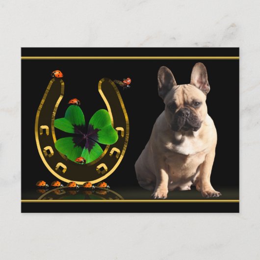 Französische Bulldogge Hufeisen French Bulldog ポストカード (正面)
