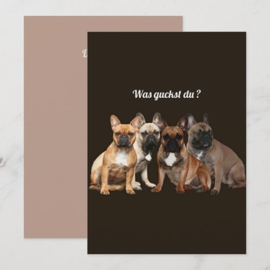 Französische Bulldogge Hundefamilie 招待状 (正面/裏面)