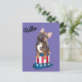 Französische Bulldogge Hut French Bulldog  ポストカード (スタンド正面)